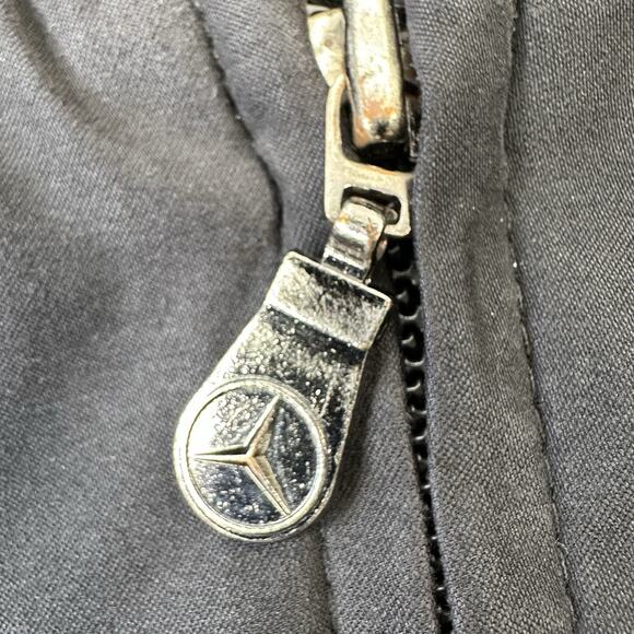 Mercedes Benz Logo Collection Mens L Jacket Black Pocket Zipper button Mock Neck - Picture 11 of 16